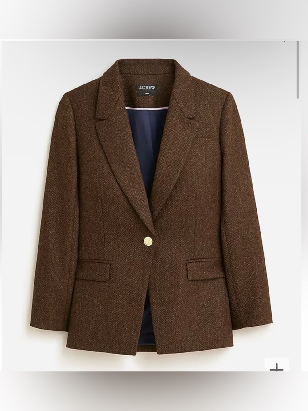 J. Crew Willa Blazer in Brown Herringbone BU022 Wool Jacket Size 14 NWOT